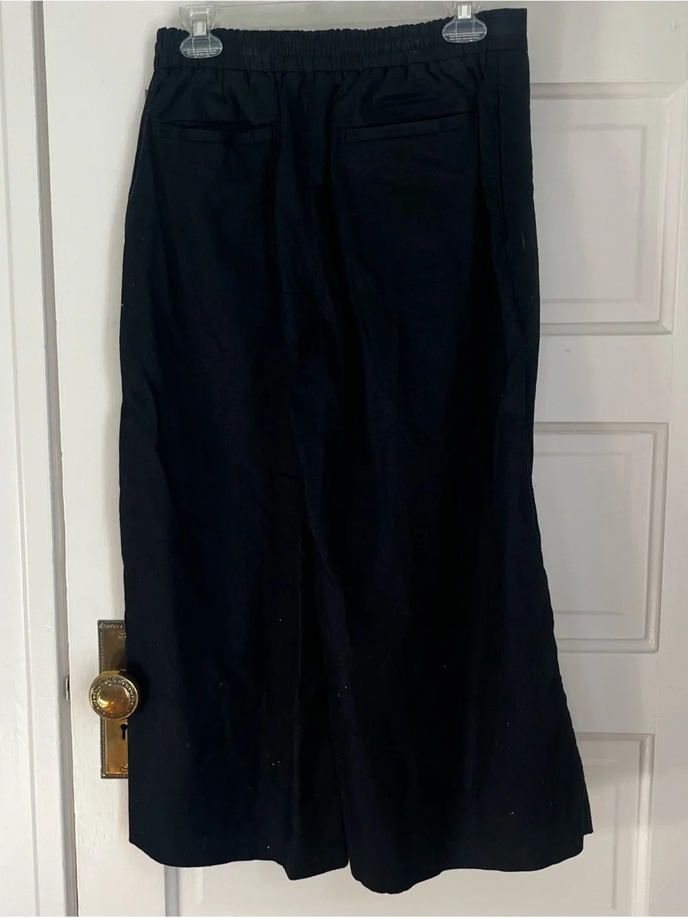 Banana Republic Black Wide-Leg Linen Blend Cropped Pants - Black Small
